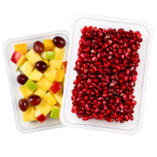 Ananas of watermeloen blokjes, granaatappelpitten of fruitsalade ananas/druif